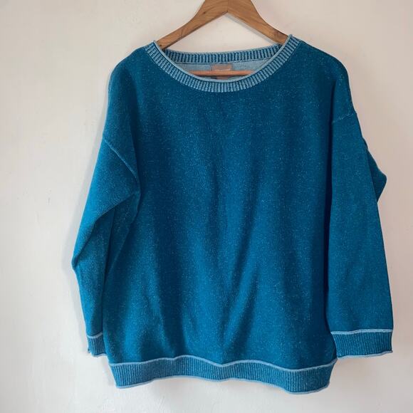 Chico’s Size 3 XL Teal Boho Artsy Knit Pullover Sweater Slouchy Layering Piece - Picture 1 of 7